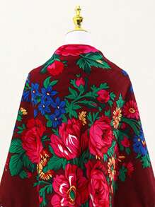 Khăn quàng cổ nữ Thực vật Hấp dẫn Retro - Màu Đỏ Sâu - Xem 2