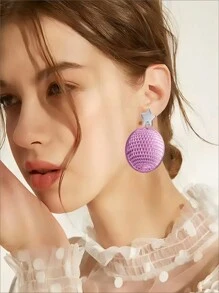 2入組誇張創意復古亞克力迪斯可球搖擺耳環,鏡面激光迪斯可球耳環 - 粉色 - 查看 2