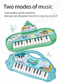 Children's Fun Piano Toy Cartoon Music Electronic Keyboard, Green (battery Not Included) - Green - View 4