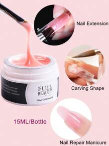 15毫升亞克力uv延伸甲凝膠粉紅色指甲油,修復破損甲片,建造美甲膠