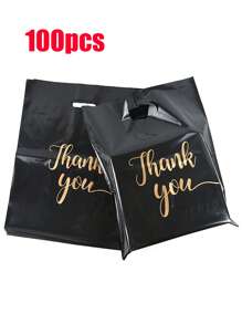 100 Piezas Bolsas De Empaque De Regalo De Agradecimiento En Negro - Negro 100 Uds. - Ver 2