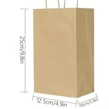 10 件装天然牛皮纸袋带手柄，适用于圣诞节、感恩节、万圣节、生日派对、大容量纸袋，用于礼品、杂货、零售购物、商务、糖果和工艺品、圣诞节 - 棕色 - 查看 6