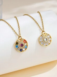 Vòng cổ thiết kế hình học hình học tròn bằng thép không gỉ mạ vàng với sự sang trọng của Pháp và sự đơn giản theo phong cách Hàn Quốc, hoàn hảo cho trang phục dạo phố cổ điển nhưng linh hoạt, đi làm hàng ngày, lễ hội, tiệc tùng, v.v. - tròn - Xem 1