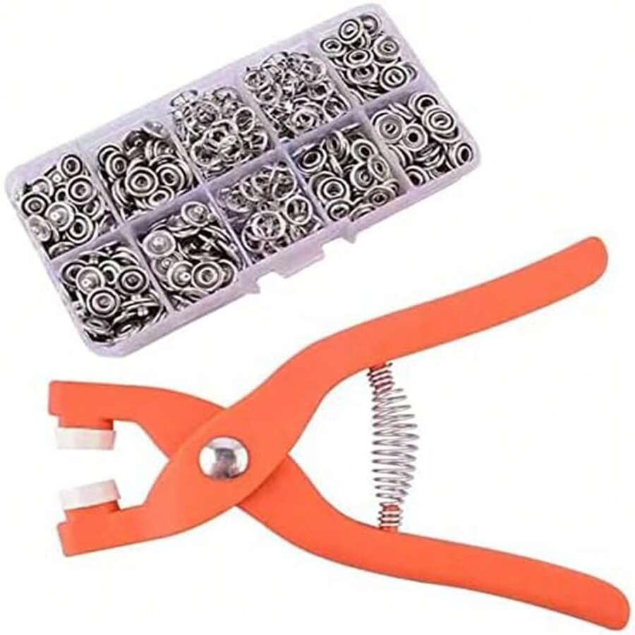 Cúc bấm Dây buộc Bộ dụng cụ Kim loại Nút bấm Với Dây buộc Kìm Công cụ Bộ dụng cụ Đóng đinh mũ Đối với Quần áo Chốt chặt May vá Nút bấm Bộ Đối với May vá Đồ thủ công DIY Trẻ em Quần áo ( 100 Miếng ) - Nhiều màu - Xem 1
