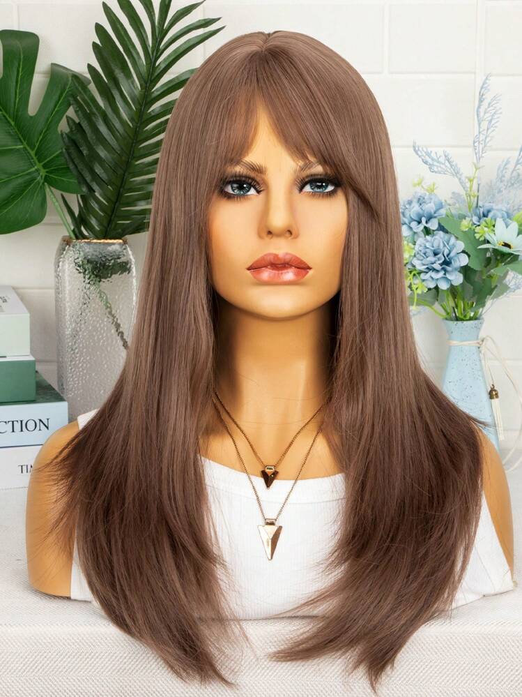 Natural Long Wave Synthetic Wigs Body Wavy Hair Wig for Women Heat Resistant Daily Party Cosplay Use Wigs With Bangs SHEIN Singapore