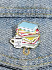 1 件抱歉我已預訂書情人胸針琺瑯金屬徽章翻領別針胸針夾克牛仔褲時尚珠寶配飾 - 彩色 - 查看 1