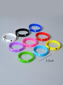 9入組隨機多色硅膠太極圖案印花運動手環,男女通用,是朋友和情侶的理想禮物 - 彩色 - 查看 4