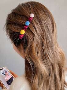 2pcs Women's Colorful Polka-dot Braid Hair Clips, All-match - Red - View 3