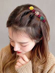 2pcs Women's Colorful Polka-dot Braid Hair Clips, All-match - Red - View 2