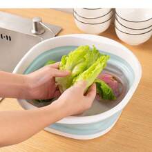 1pc Pink + White Square Folding Washbasin - Pink - View 8