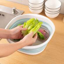 1pc Pink + White Square Folding Washbasin - Pink - View 5