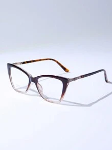 1 件女士猫眼 Tr 框透明镜片眼镜 - 彩色 - 查看 3