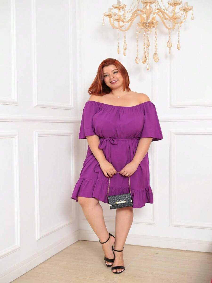 Plus Size Dresses - Purple - View 1