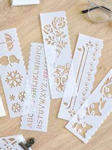 Set Of 8 Long Strip Stencils With Multiple Patterns For Architecture Design, Can Be Used For Diy Posters And Wall Painting - White - View 4