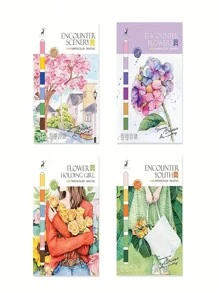 1本創意水彩填色書,解壓填色書塗鴉繪畫書卡通,含顏料水彩紙填充繪畫紙 - 紫色 - 查看 8