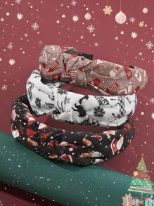 3pcs/set Christmas Printed Headband, Hair Clip And Hair Ties For Women, Christmas Hair Accessories - Multicolor - View 1