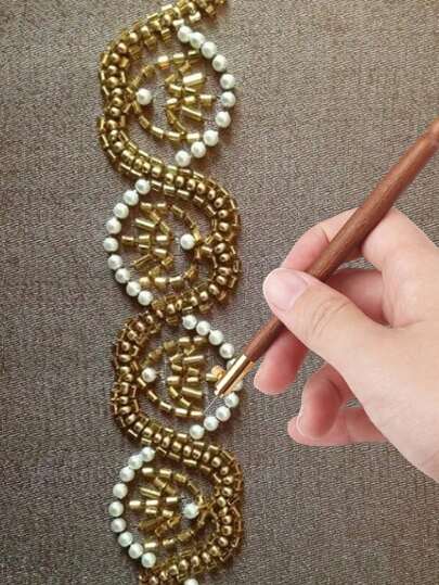 Aguja De Punzón / Gancho De Bordado Floral De Cuentas Con Mango De Madera De Haya Para Bordado Francés. Conjunto De Bordado Con 3 Cabezas De Aguja