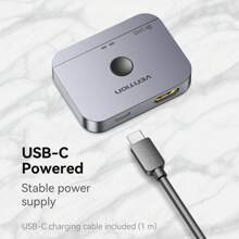 VENTION HDMI Switch 8K@60Hz, HDMI 2.1 Splitter Powered 2 In 1 Out 4K@120Hz 48Gbps Aluminum Bi-Directional Switcher 1 In 2 Out HDMI Hub Compatible With PS4/5 Blu-Ray Player Fire Stick Roku HDTV