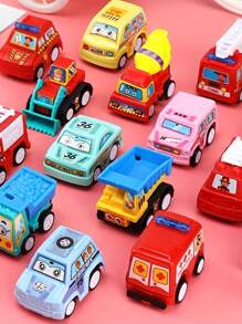 1 bolsa, 6 piezas, juegos de coches, modelo de vehículo, colores y patrones aleatorios, modelo de camión de bomberos, juguetes de coche, vehículo de ingeniería inercial - Rojo - Ver 5