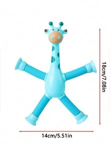 轉換式吸盤伸縮漫畫玩具長頸鹿,可促進智力發展和減壓,藍色 - 藍色 - 查看 3