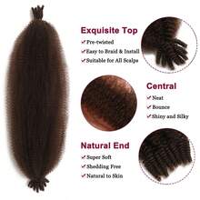 24英寸非洲扭辫合成钩编发，1包深棕色弹性非洲扭辫预蓬松弹簧扭辫预拉伸缠绕发，适用于柔软脏辫接发，女士圣诞礼物 - Dark Brown - 查看 2