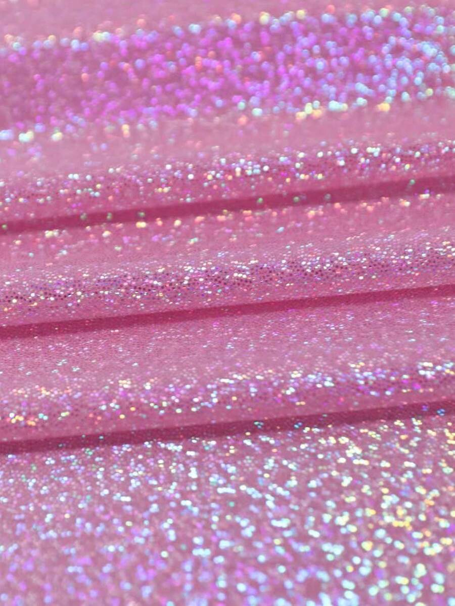 1塊全息金色閃粉布製成的衣物、玩具、聖誕、婚禮、背景墊、裝飾用途和桌布 - 粉色 - 查看 1