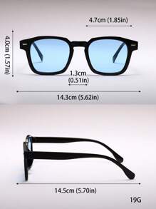 1pc Men's Classic Square Frame Travel Eyeglasses, Suitable For Daily Use Casual Shades Accessories - Blue - View 5