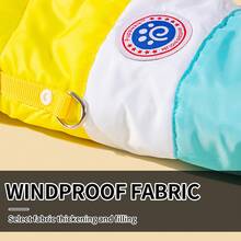 1pc Fashionable Yellow & Blue Spliced Hooded Pet Jacket With Two Legs For Autumn And Winter, Suitable For Cats And Dogs To Keep Warm - Yellow - View 12