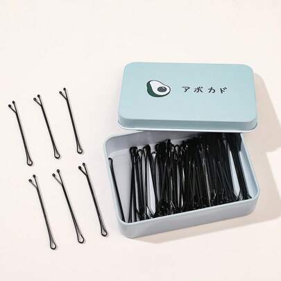 100 pezzi/confezione Fermagli per capelli neri per donne, fermagli per capelli casual in scatola, pinze per capelli, mollette per capelli, accessori per capelli