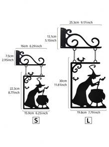 1 件萬聖節女巫釀造壺形狀牆壁/門/窗裝飾,現代簡約鐵藝女巫剪影懸掛裝飾品,適合牆壁/庭院/窗戶裝飾 - 黑色 - 查看 8