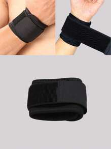 (The Head Shape Of The Wrist Strap Is Random) 1Pc Adjustable Compression Wrist Wrap For Men, Suitable For Outdoor Activities/Fitness/Running/Basketball/Badminton/Volleyball, Weightlifting Armguard, Soft Wristbands Wrist Support Bracers Gym Sport Basketball Carpal Protector Breathable Wrap Band Strap - Black - View 1
