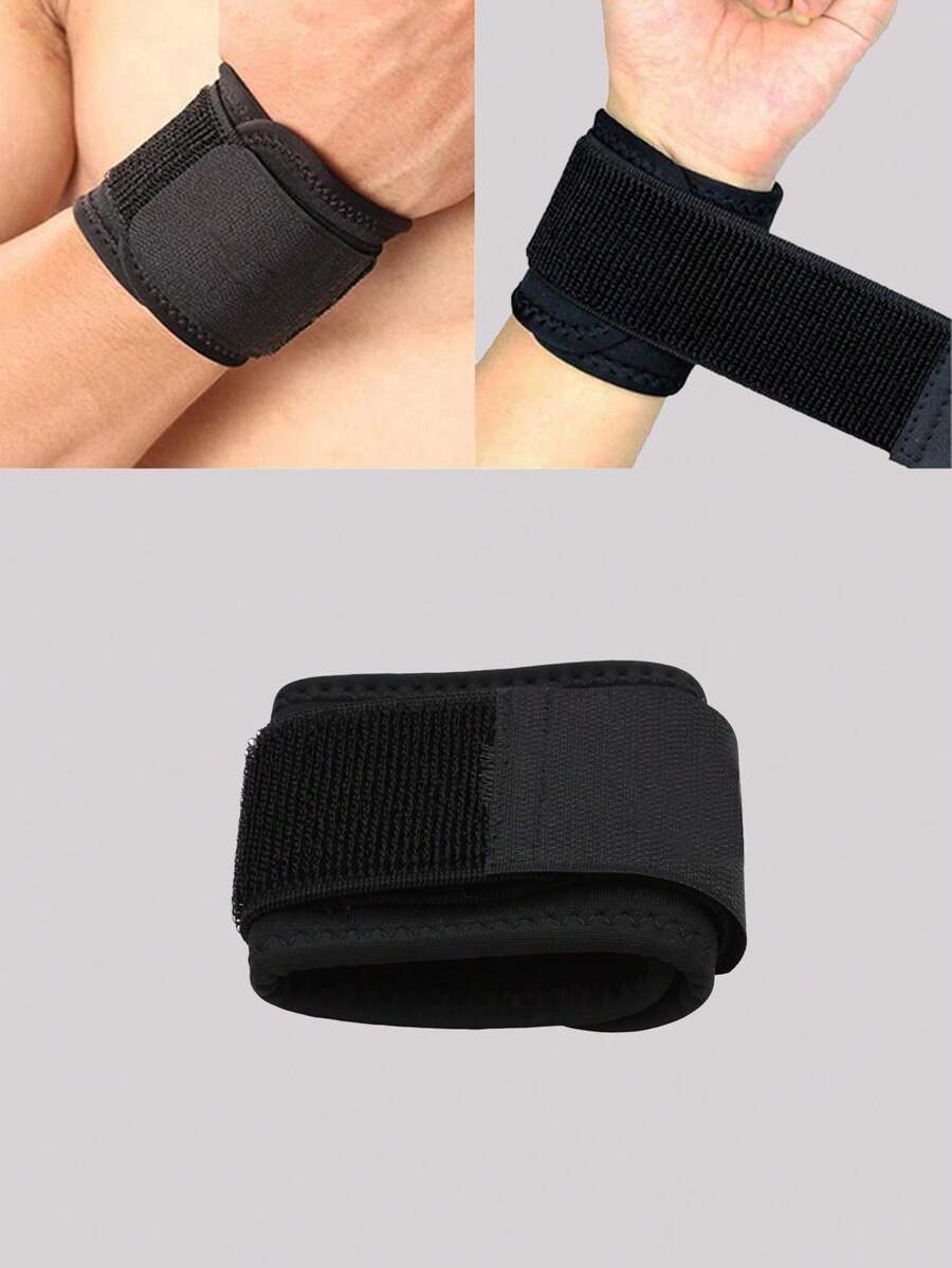 (The Head Shape Of The Wrist Strap Is Random) 1Pc Adjustable Compression Wrist Wrap For Men, Suitable For Outdoor Activities/Fitness/Running/Basketball/Badminton/Volleyball, Weightlifting Armguard, Soft Wristbands Wrist Support Bracers Gym Sport Basketball Carpal Protector Breathable Wrap Band Strap - Black - View 1