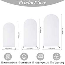 Set Of 3 | Spandex Wedding Arch Cover, 2-Sided Fitted Round Top Chiara Backdrop Stand Covers For Wedding Birthday Party Shower Banquet Arch Decoration - 白色的 - 查看 2