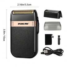 Cortapelo De Barba Nk-7708 Razor Con Usb, Reciprocating Razor Ipx4, Afeitadora Eléctrica A Prueba De Agua Para Hombres, Mini Afeitadora Eléctrica Portátil Recargable Con Cabezal De Afeitado Resistente Al Agua, Afeitadora De Viaje - Negro - Ver 7
