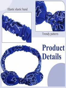 2 Chiếc Họa Tiết Paisley Nút Thắt Mũ Trùm Đầu Retro In Mũ Trùm Đầu In Đầu Headwrap Cho Bé Gái Và Nữ Màu Xanh Đen - Nhiều màu - Xem 3