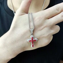 1 Miếng Phong cách ins Pha lê Mặt dây chuyền chữ thập Thép không gỉ Vòng cổ dây  Dành Cho Nam Và Nữ - dây chuyền bạc thánh giá - Xem 6