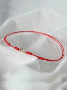 2pcs/Set Lucky 8-Shaped Red Braided Rope Couple Bracelet, Birthday Or Valentine's Day Gift For Husband, Wife, Boyfriend, Girlfriend