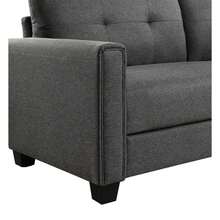Linen Fabric Upholstery Sofa/Tufted Cushions/ Easy, Assembly,Dark Grey - 深灰色 - 查看 6