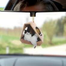 1入組丙烯酸聖誕裝飾掛墜2d扁平聖誕樹貓咪裝飾掛墜,背包鑰匙扣飾品,花園裝飾,家居裝飾,房屋裝飾,牆面裝飾 - 黑與白 - 查看 1