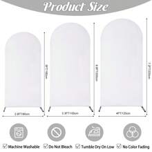 Set Of 3 | Spandex Wedding Arch Cover, 2-Sided Fitted Round Top Chiara Backdrop Stand Covers For Wedding Birthday Party Shower Banquet Arch Decoration - 白色的 - 查看 5