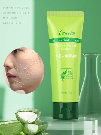 100克蘆薈面部去角質凝膠,消除死皮,深層清潔毛孔,提升皮膚護理,洗凝膠