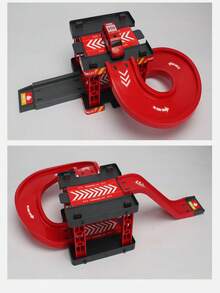 Fire Rescue Parking Lot Game For Kids With Slides And Interlocking Scenery Toy Children's Play Set - Red - View 5