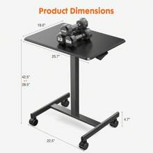 Sweetcrispy Small Mobile Rolling Standing Desk Rolling Desk Laptop Computer Cart for Home - màu đen - Xem 6