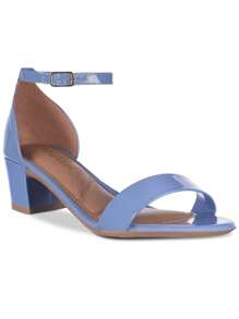 Sandália Feminina Salto Quadrado Grosso Bloco Baixo Confortável Sapato Festa  elegante A3.02 - Azul - Visão 1