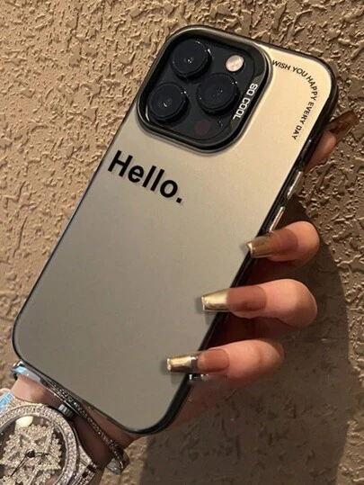 Compatible With IPhone 1pc Compatible With IPhone Imd Material Clear Black Phone Case With Black Camera Lens Design - Hello