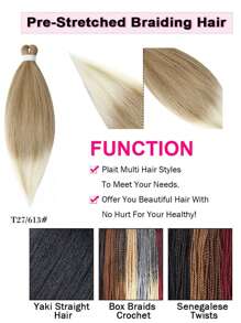 Fiber Synthetic Big Braids 26 Inches Gradient Brown & White Color Hair Extensions Easy Braid Faux Locs For Braiding Twists And Dreads (1pc)