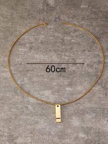 男士幾何吊墜項鍊不銹鋼龐克嘻哈風格 - 黑色 - 查看 4