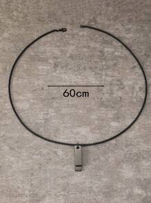 男士幾何吊墜項鍊不銹鋼龐克嘻哈風格 - 黑色 - 查看 5