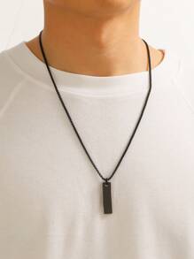 男士幾何吊墜項鍊不銹鋼龐克嘻哈風格 - 黑色 - 查看 3