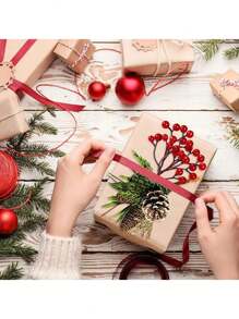 10入組人造聖誕水果撥片,搭配人造尤加利和莓果,紅色招財水果裝飾,適用於婚禮、聖誕派對、攝影道具或diy花束 - 紅色 - 查看 2